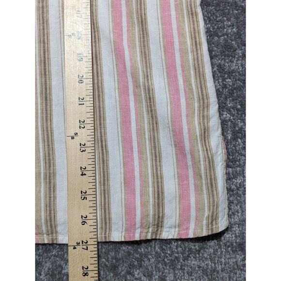 Chadwick's Button Up Top Women 14 Pink Brown Striped Long Sleeve 100% Linen T86 - Picture 13 of 14